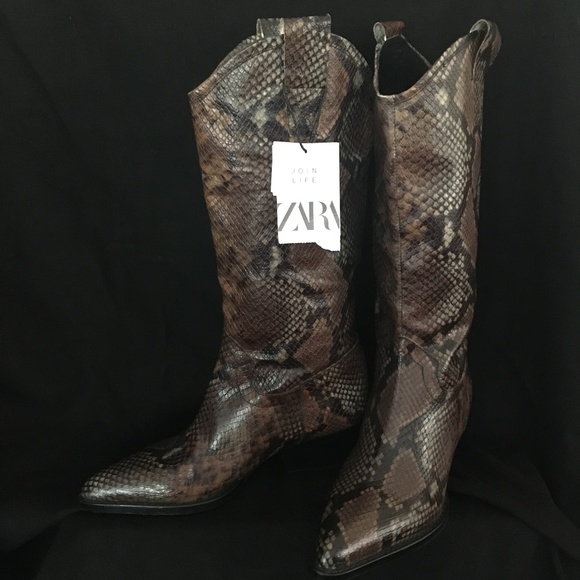 Zara Snake Skin Boots - Picture 1 of 5